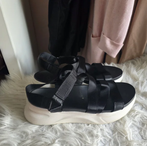 Ugg Black Strappy Sandals Size 12 - Picture 2 of 5